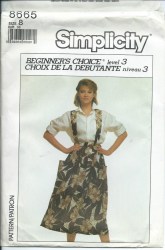 8665 88 FLARE SKIRT WITH BUTTON ON SUSPENDERS PATTERN 10